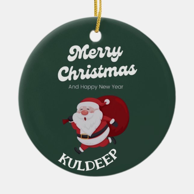 Ornamento De Cerâmica "Víblias Festivas: Natal e Ano Novo Alegria" (Frente)