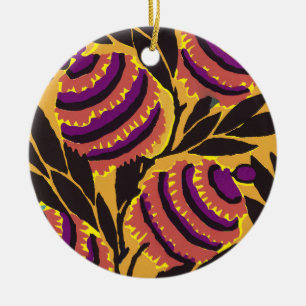 Ornamento De Cerâmica Vibrante Estilo Maximalista com Estampa Floral Rox