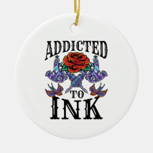 Ornamento De Cerâmica Viciado em Tatuagem de Tinta Tatuada Amante de Tat