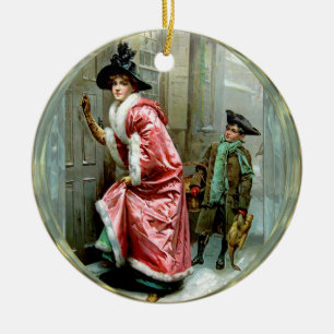 Ornamento De Cerâmica Victorian do comensal de Natal
