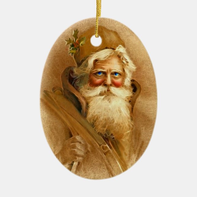Ornamento De Cerâmica Victorian Papai Noel do Velho Mundo (Frente)