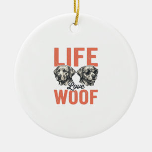 Ornamento De Cerâmica Vida Antiga Amor Late Cão Design Gráfico_1