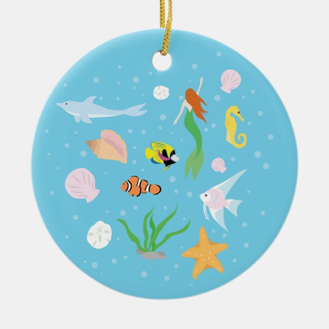Ornamento De Cerâmica Vida Oceânica (Frente)