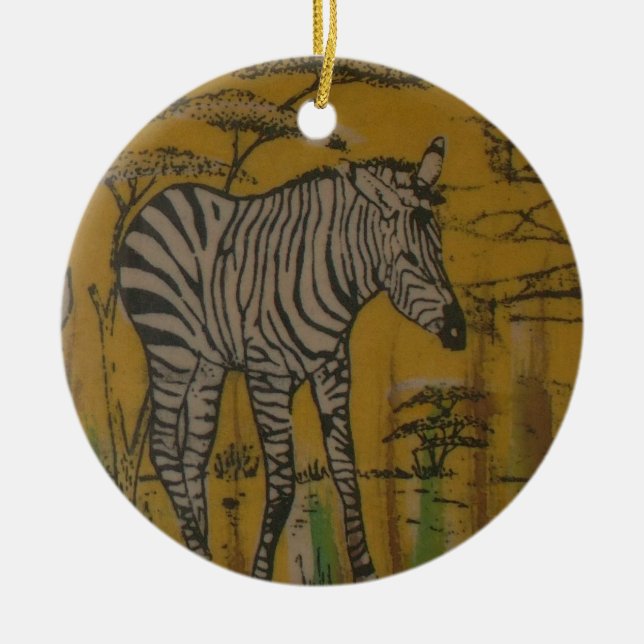 Ornamento De Cerâmica Vida Selvagem do Quênia Safari Zebra Africano.png (Frente)