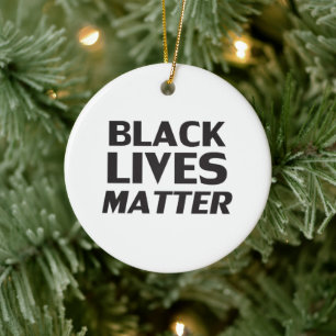 Ornamento De Cerâmica Vidas Negras Importam Natal preto e branco