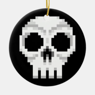 Ornamento De Cerâmica Videogame Death Skull - Pixel Art