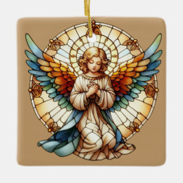 Ornamento De Cerâmica Vidro Angelical Manchado Reversível