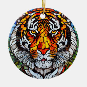 Ornamento De Cerâmica Vidro colorido de tigre