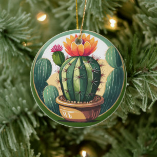 Ornamento De Cerâmica Vidro de Cactus Cerâmico Decoroso de Planta Cerâmi