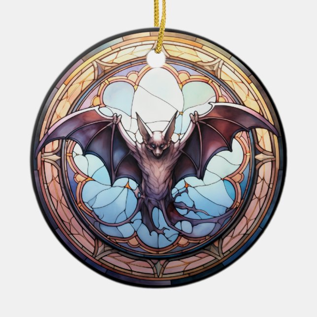 Ornamento De Cerâmica Vidro Doce, Bat Voador Spooky (Frente)