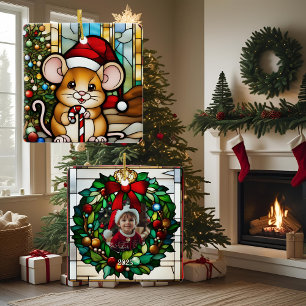 Ornamento De Cerâmica Vidro Mouse de Natal