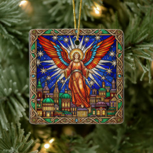 Ornamento De Cerâmica Vidro Personalizado Arcanjo Jerusalém