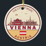 Ornamento De Cerâmica Viena, Áustria, Cidade do Skyline Emblem<br><div class="desc">Design de arte colorida e minimalista de Viena,  com monumentos e marcos da cidade da Áustria.</div>