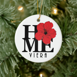 Ornamento De Cerâmica Viera HOME Red Hibiscus