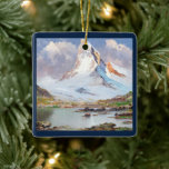 Ornamento De Cerâmica View of the Matterhorn, Christmas Tree<br><div class="desc">View of the Matterhorn is a painting by Toni Haller (Austrian, 1907-1944). The Matterhorn is a mountain of the Alps (Europe). The Matterhorn is famous for its almost perfect pyramid shape. Its four-sided, ridged rocky peak towers 4, 478 metres above sea level, in perfect isolation in the midst of a...</div>