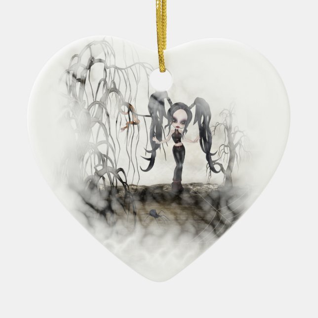 Ornamento De Cerâmica Vignette da Gótico Sepia (Frente)