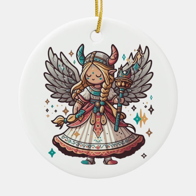 Ornamento De Cerâmica Viking Christmas Angel (Frente)