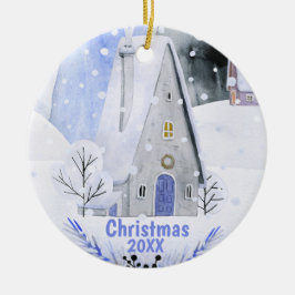 Ornamento De Cerâmica Vila de Montanha de Esqui Alpina