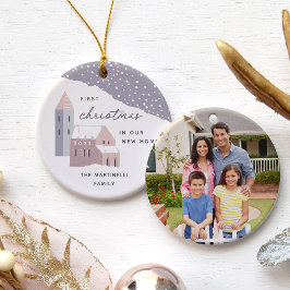 Ornamento De Cerâmica Vila Snowy | Primeiro Natal em Nossa Nova Casa