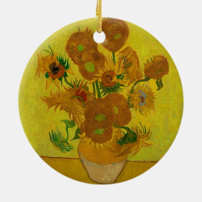 Ornamento De Cerâmica Vincent Van Gogh 15 Sunflower Painting (Traseira)