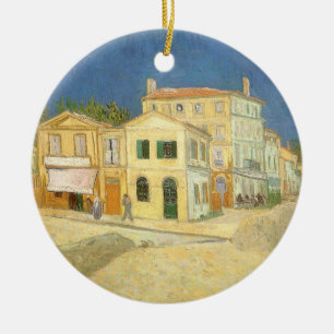 Ornamento De Cerâmica Vincent van Gogh - A Casa Amarela (A Rua)