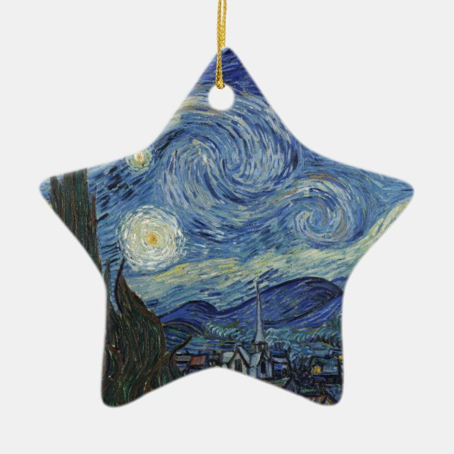 Ornamento De Cerâmica Vincent van Gogh| A Noite Estelar, junho de 1889 (Frente)