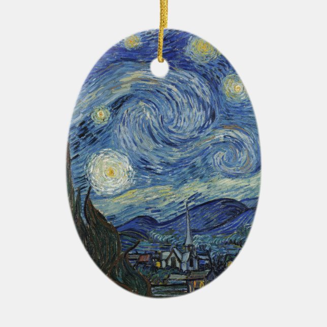 Ornamento De Cerâmica Vincent van Gogh| A Noite Estelar, junho de 1889 (Frente)