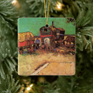 Ornamento De Cerâmica Vincent van Gogh - Acampamento de Ciganos Caravana