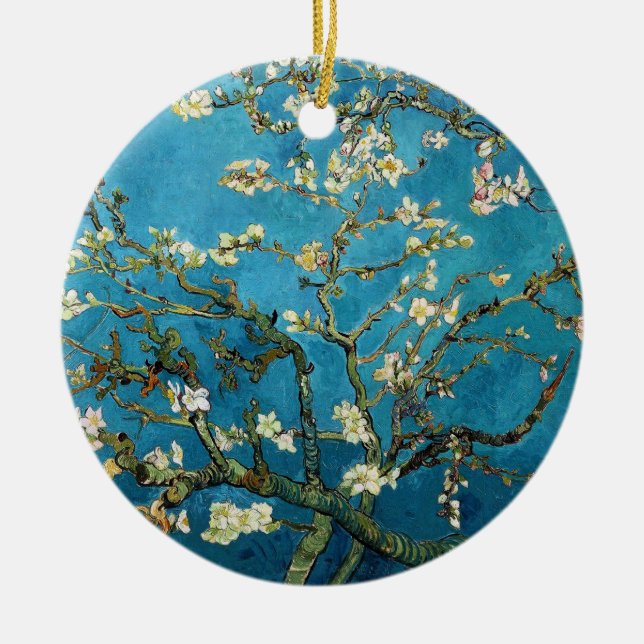 Ornamento De Cerâmica Vincent van Gogh, Almond Tree florescente (Frente)
