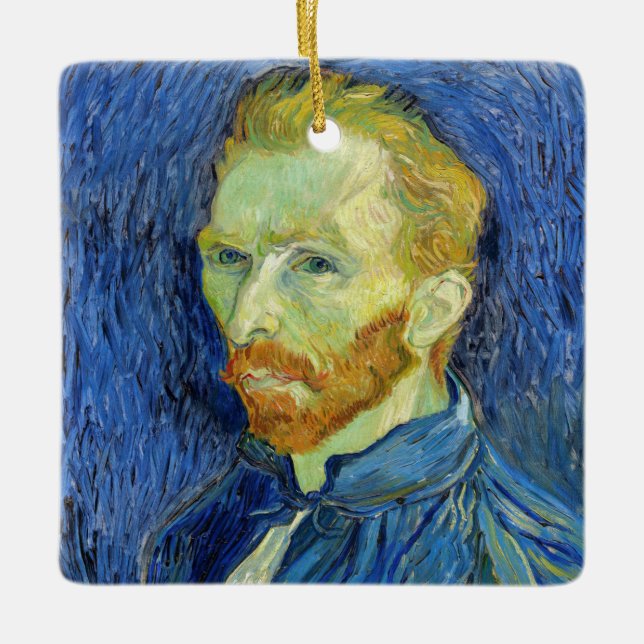 Ornamento De Cerâmica Vincent van Gogh - Autorretrato com Paleta (Frente)