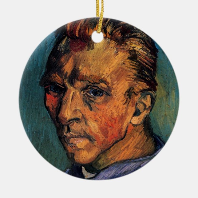 Ornamento De Cerâmica Vincent van Gogh autorretrato sem barba (Frente)