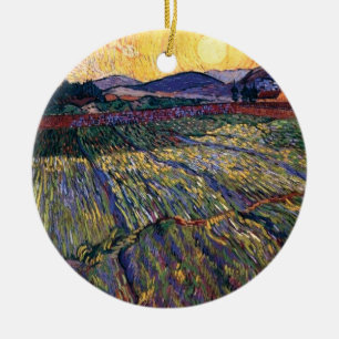 Ornamento De Cerâmica Vincent Van Gogh - Campo Fechado com o Sol Nascent