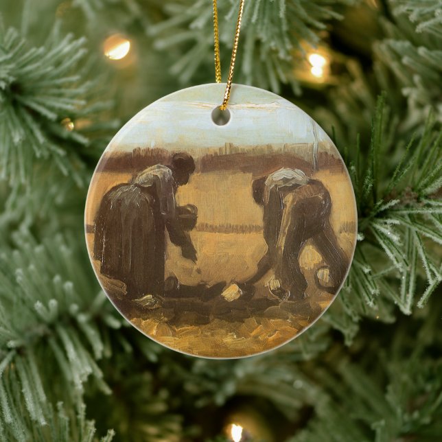 Ornamento De Cerâmica Vincent van Gogh - Camponeses Plantando Batatas (Árvore)