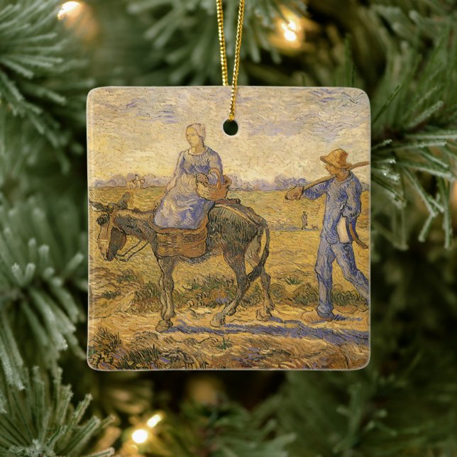 Ornamento De Cerâmica Vincent van Gogh - Casal camponês indo trabalhar (Árvore)
