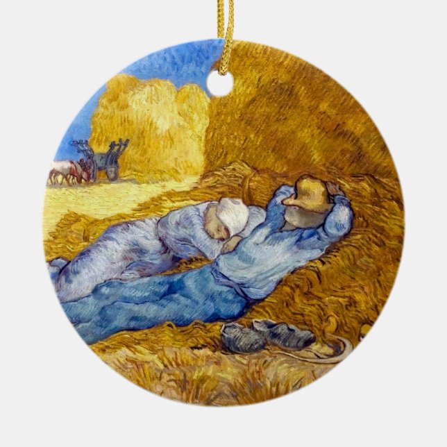 Ornamento De Cerâmica Vincent Van Gogh - Descanso Noturno Do Trabalho -  (Frente)