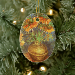Ornamento De Cerâmica Vincent van Gogh - Fritillárias em um Vaso de Cobr