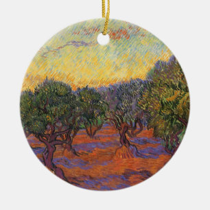 Ornamento De Cerâmica Vincent van Gogh - Olival, Céu Laranja