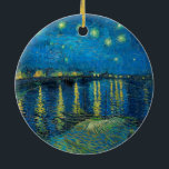 Ornamento De Cerâmica Vincent Van Gogh Starry Night Over the Rhone<br><div class="desc">A obra-prima Van Gogh Starry Night - Uma pintura de Vincent Van Gogh,  Starry Night Over the Rhone,  mostra uma noite cheia de estrelas,  e uma ponte. Pintado em Arles France à noite,  pintado em 1888.</div>