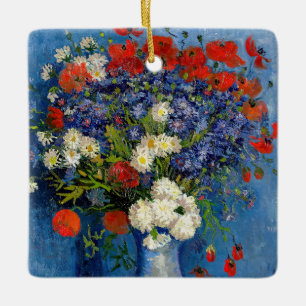 Ornamento De Cerâmica Vincent van Gogh - Vase com Cornflower e Poppies