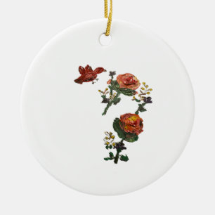 Ornamento De Cerâmica Vinheta Rosa Rosado