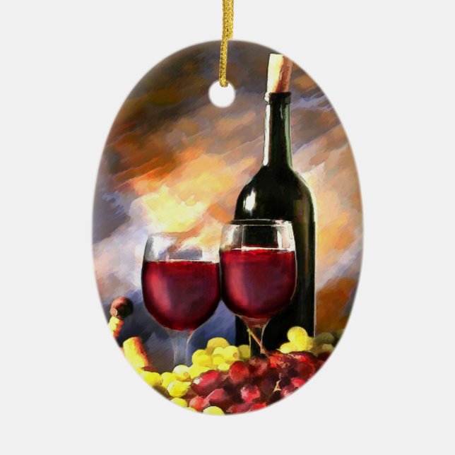 Ornamento De Cerâmica Vinho antes e depois (Frente)