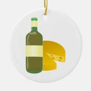 Ornamento De Cerâmica Vinho e queijo