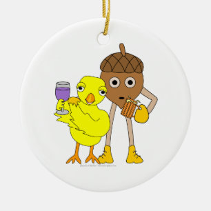 Ornamento De Cerâmica Vinho-Pintinho