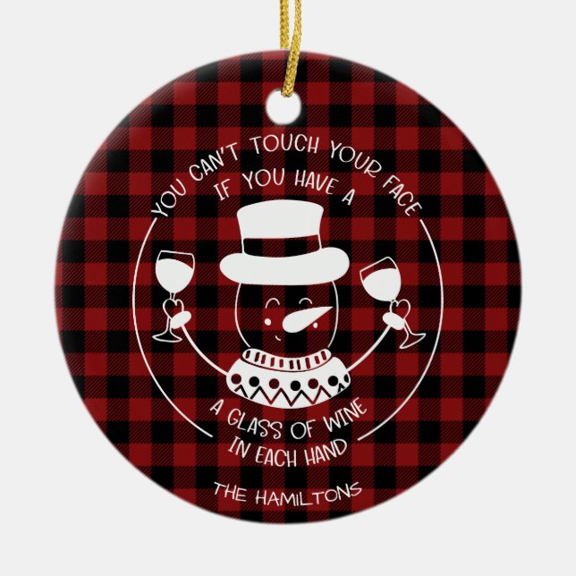 Ornamento De Cerâmica Vinhos Andam Engraçados 2020 Pandemia Covid Natal (Frente)