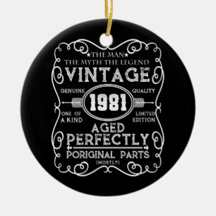 Ornamento De Cerâmica Vintage 1981 Man Myth Legend aniversário de 40 an