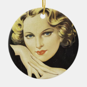 Ornamento De Cerâmica Vintage Advertisement Mulher loura-de-mão