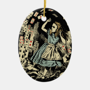 Ornamento De Cerâmica Vintage Alice Flying Cards Dark