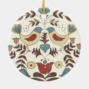 Ornamento De Cerâmica Vintage Amish Birds Country Cottage
