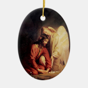 Ornamento De Cerâmica Vintage Angel confortando Jesus