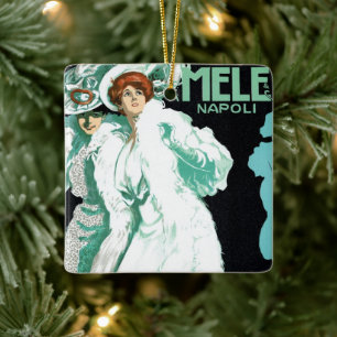 Ornamento De Cerâmica Vintage Art Nouveau, Moda Italiana, Mulheres Ricos